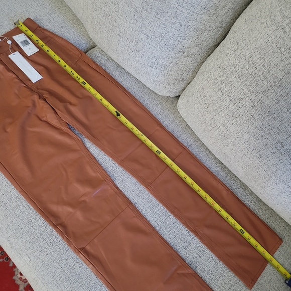 Jonathan Simkhai Womens Coated High Rise Straight Leg Pants—Toffee - Picture 5 of 8